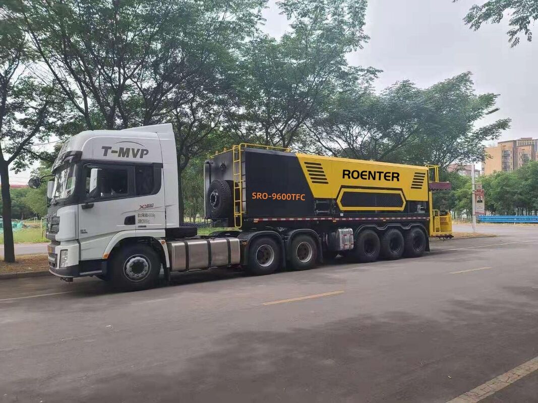 SRO-9600TFC Pavimentadora de micropavimentación inteligente tipo remolque, Pavimentadora con sello de lechada para mantenimiento de carreteras de asfalto