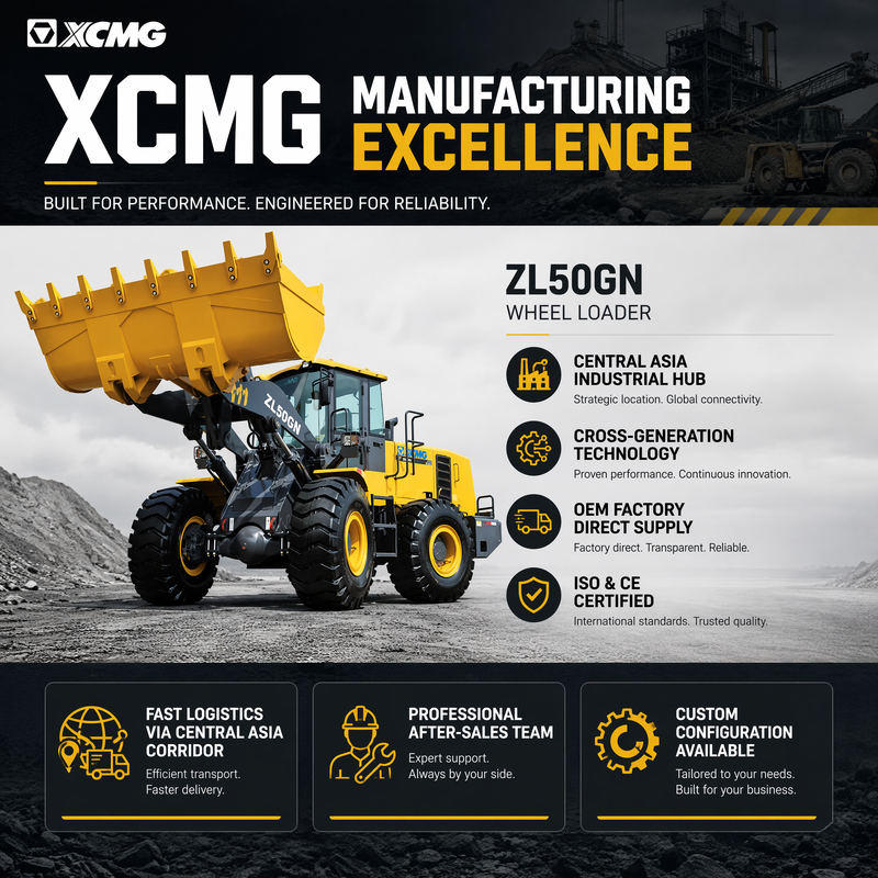 Cargadora de ruedas XCMG ZL50GN de 5 toneladas con cucharón de 3,2 m³ Cargadora pesada para construcción