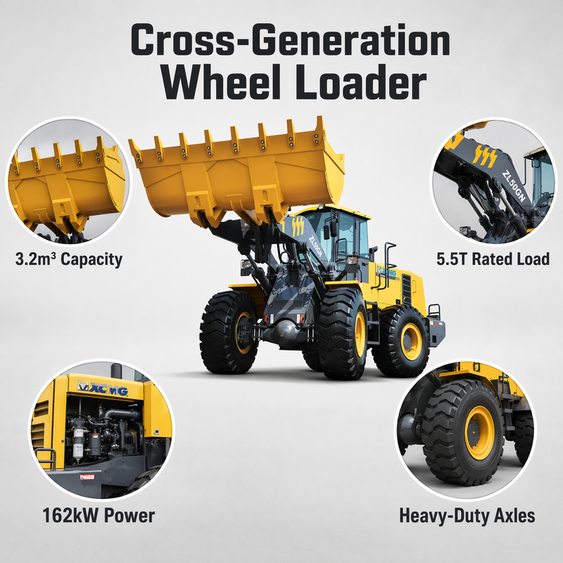 Cargadora de ruedas XCMG ZL50GN de 5 toneladas con cucharón de 3,2 m³ Cargadora pesada para construcción