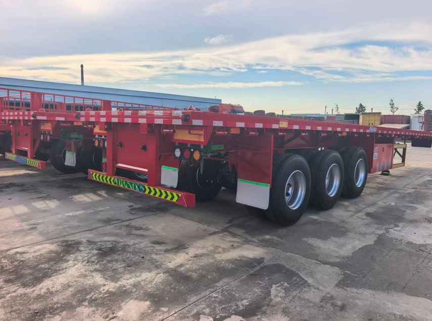 Semirremolque de plataforma de viga recta de 3 ejes y 12,5 metros personalizado de fábrica, remolque de transporte de carga de contenedores de alta resistencia en venta